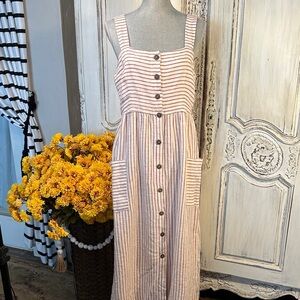 Artisan NY 100% Linen Striped Button-Down Sundress